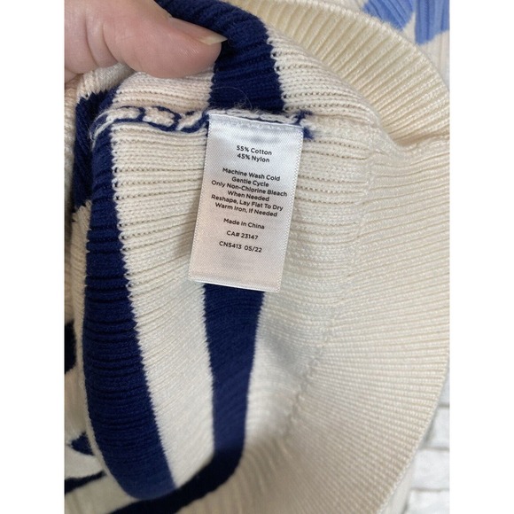 TALBOTS V-Neck Striped cotton Cardigan Size Medium - Picture 6 of 6